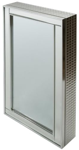 Casa Padrino Luxus Schmuckschrank Silber 40 x 9 x H. 80 cm - Spiegelschrank mit verspiegelter Schiebetür
