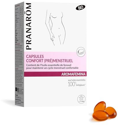Pranarôm Aromafemina Capsules Confort (Pré)Menstruel Bio aux Huiles Essentielles Biologiques 30 Capsules, 30 g
