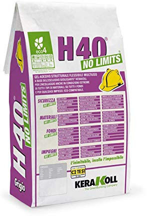 Colla universale H40 No Limits in busta da 5kg per pavimento e rivestimento grigia