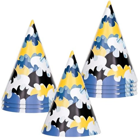 Unique- Party Cone Hats | Paper Pcs Lot de 8 chapeaux coniques en papier Batman, 77521
