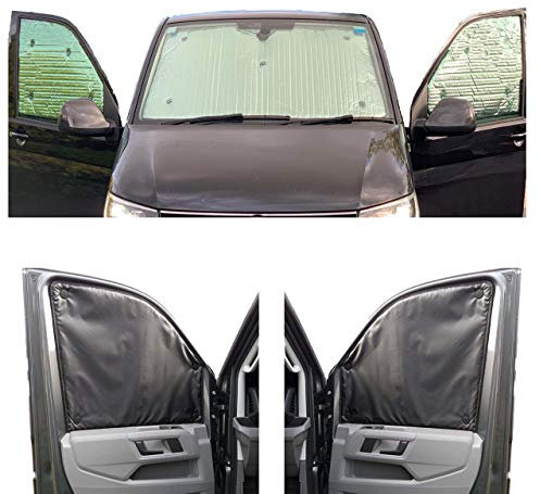 Fensterrollo-Set Kombatibel Mit Citroen Berlingo XL (2018-Date)(Komplettset XLWB + Heckklappe mit zu öffnendem Fenster) Rückenfarbe in Anthrazit, Reversibel und Thermisch