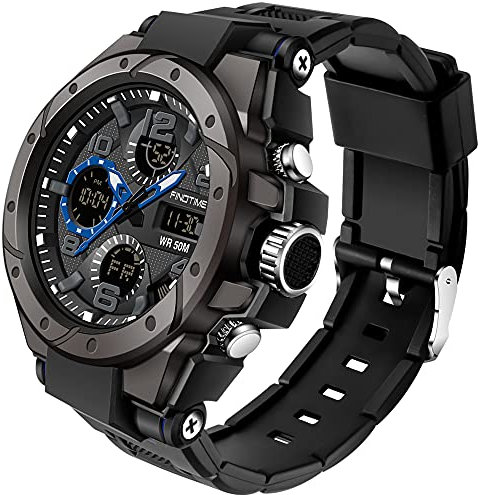 Herren Militärische Digitale Sportuhr Große Anzeige Armbanduhr 5ATM wasserdichte mit Wecker Kalender Stoppuhr Chronograph