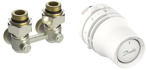 Danfoss Kombi-Set 015G5131 - Redia Heizkörperthermostat + Ventil in Eckausführung, für Heizkörper mit Bodenanschluss und M30-Ventileinsatz, Weiß