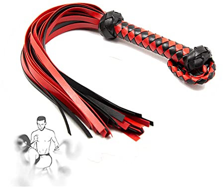 YierM Fouet en Cuir Rouge pour Outil de Jeu de Couple, Luxe, Decoratif
