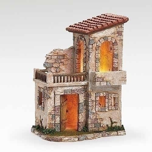 Fontanini by Roman Inc., Lighted Bethlehem Inn, 5 Collection, Nativity Figure and Accessories, Hand Sculpted and Painted (16x12x9)