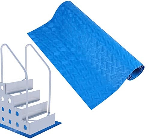 LUTER Tapis Échelle Piscine, 1,5 mm d'Épaisseur Tapis d'Échelle de Piscine Marchepied Antidérapant pour Piscine Hors Sol et Creusée (Bleu, 18 x 36 Pouces/ 45 x 91,5 cm)