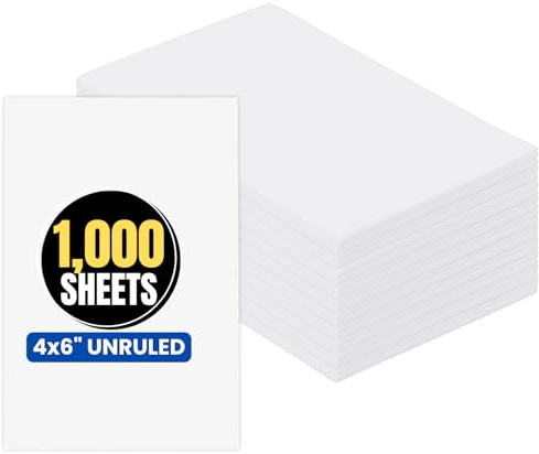 1InTheOffice Weiße Notizblätter, lose Blätter, 10 x 15 cm, unliniert, weiß, 1000 Stück