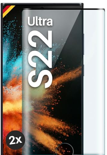 moex CurveProtect Lot de 2 films de protection d'écran en verre blindé 3D pour Samsung Galaxy S22 Ultra Noir