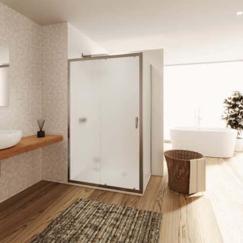 Box Doccia Angolare 90x150cm con Apertura Scorrevole da 150cm e Parete Fissa da 90cm con Vetro Temperato Opaco da 6mm Antinfortunistico con Trattamento Anticalcare Altezza 190cm