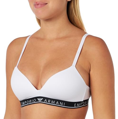 Emporio Armani Bracelet avec Logo brodé pour Femme Soutien-Gorge rembourré, Blanc