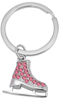 TEAMER 3D Türkis Kristall Schlittschuh Schlüsselanhänger - Eiskunstlauf Skater Schmuck für Frauen, Rosa Strass D, 22*23mm
