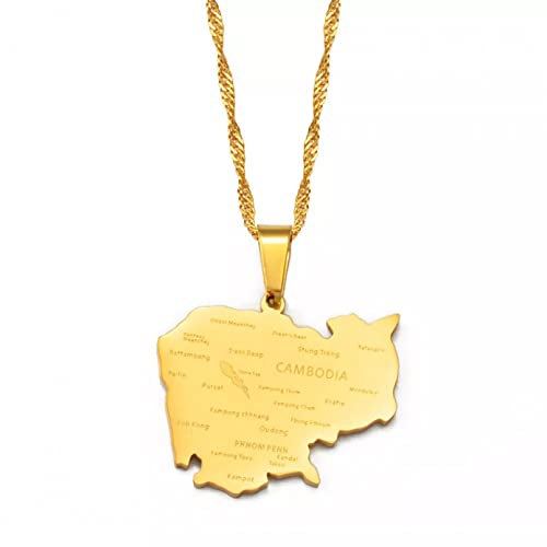 FUWIND Halskette Anhänger Schmuck Kambodscha Karte Anhänger HalskettenKambodschanischer Schmuck Weihnachten Geburtstag Geschenk