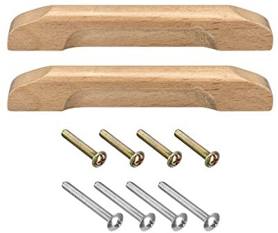 sourcing map 2Pcs Wood Drawer Pulls, 3.78 Hole Distance Solid Wood Pulls 4.92 Total Length for Kitchen Handles, Drawer Knobs, Dresser Pulls