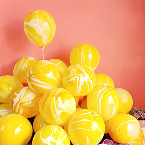 Gelb Luftballons Bunt 12 Zoll 30 Stück Bunte luftballons Regenbogen Achat Marmor Ballons Latex Ballons Tie Dye Swirl Effekt für Geburtstags Hochzeit Baby Shower Hippie Party Dekorationen Lieferungen