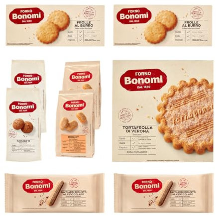 Forno Bonomi Kit Dolci Tentazioni, prodotti ideali per colazione, merende e per ogni occasione. Contiene 9 confezioni.