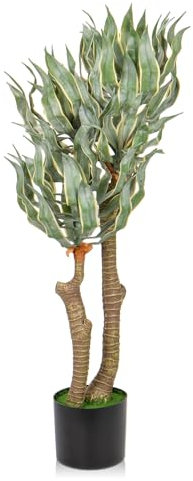 Briful Planta artificial grande de 90 cm, como agave real, plantas artificiales de yuca elefante en maceta, plantas decorativas tropicales, planta de interior para decoración del hogar y la oficina