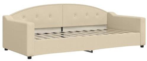vidaXL Tagesbett, Gästebett 2-in-1, Sofabett Schlafsofa für Schlafzimmer Wohnzimmer, Bettsofa Sofa, Modernes Design, Creme 90x200cm Stoff