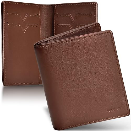 GOLZEND Slim Wallet | Geldbörse aus hochwertigem Echleder mit Münzfach | RFID-Schutz | max. 10 Karten + Scheine | Inklusive edler Geschenkbox | Mini Portemonnaie für Herren und Damen