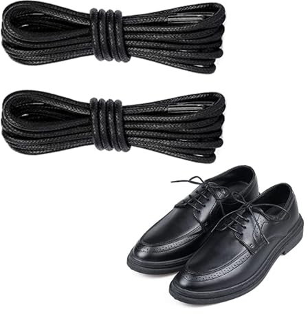 XIXKOLYU 2 Pares de Cordones Encerados Redondos - Impermeables, Resistentes Al Desgarro, No Se Sueltan Fácilmente - 70 cm Para Negocios (Negro)