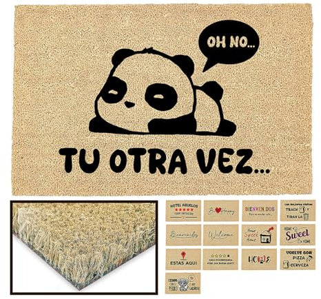 LUCA HOME - Felpudo Entrada casa Original y Divertido de Coco Natural - Felpudo Oso Panda 33x60 - Ideal para Puertas de Exteriores Cubiertas, pasillos y entradas de hogares