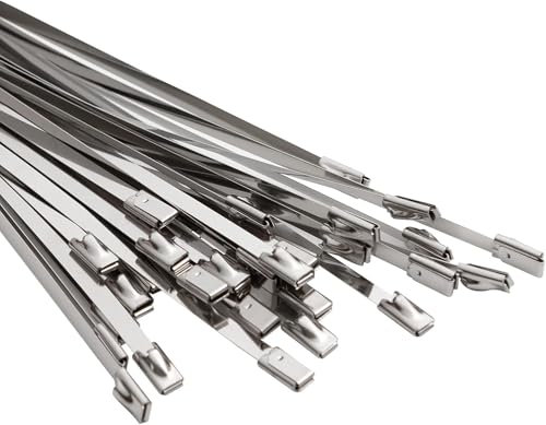 OFFO Collier de Serrage Inox,30 Pièces,Collier de Serrage Métallique,300 mm x 7,9 mm,Serre Cable,Résistantes aux UV,Zip Ties en Acier pour la Gestion des Câbles