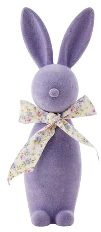 Aunaeyw Mint beflockte Osterhase Figur Beflockung Kaninchen Figuren weich stehend Kaninchen Kunst Handwerk Harz Osterhase Home Decor Indoor für Kinderzimmer, violett, 23.5cm