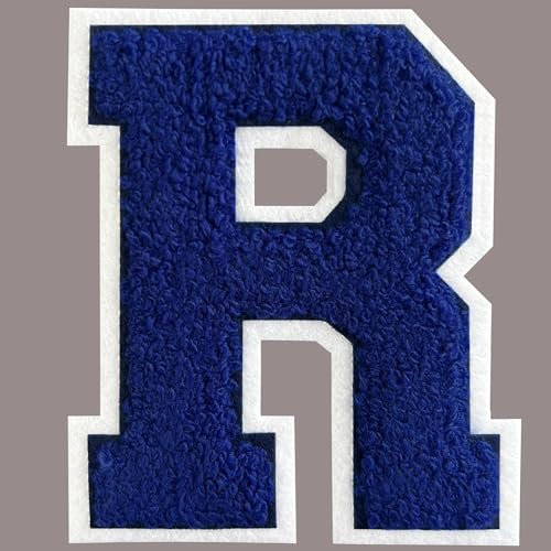 SOYCEV 4.5 Varsity Letter Patches Chenille Iron on Letters Large Letterman Jacket Patches for Clothing/Jacket/Varsity/Bag (Blue, R)