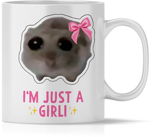 mindmonkeys® Sad Hamster Meme Lustige Tassen Hamsti Lustige Sprüche Tasse | Im just a Girli | Geschenke für Frauen beste Freundin Kollegin | Büro Kaffee Tasse | Keramik 300 ml