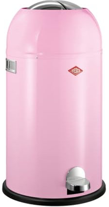 Wesco Kickmaster Abfallsammler in der Farbe pink, pulverbeschichtetes Stahlblech, eingebauter Dämpfer, 33 Liter Volumen, großer Einwurf