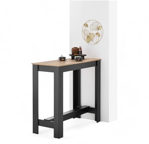 MODESTO Bartisch in Artisan Eiche Optik / Schwarz - Moderner Hochtisch für Küche & Esszimmer - 115 x 103 x 50 cm (B/H/T)