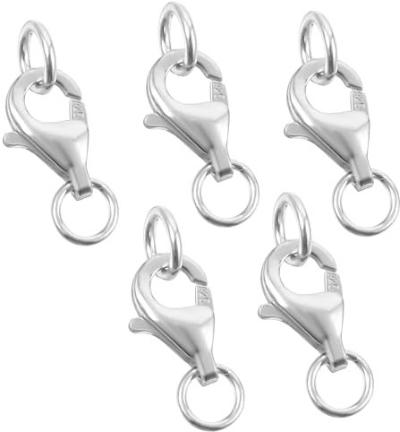 5 Sets Lobster Clasps 925 Sterling Silver Necklace Clasp Lobster Clasps for Jewellery Making with Closed Jump Rings,Jewellery Clasps Bracelet Clasps for Jewelry Making