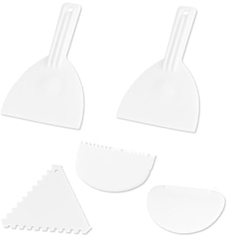 Set spatola per impasto, 5 Pcs RaschiettoTaglia Impasto, Spatola per impasto in plastica, spatola per pizza pane con fori di sospensione cucina (bianco)