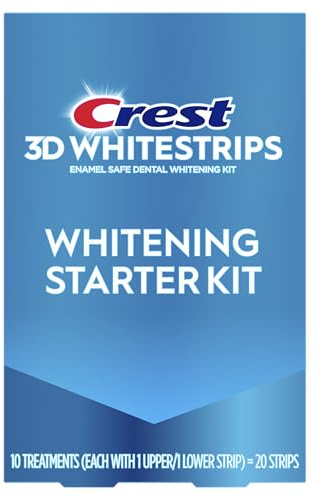 Crest 3D Whitestrips Whitening Starter Kit – Teeth Whitening Kit, 10 Treatments, Each with 1 Upper/1Lower, 20 Strips – Crest 3DWhite Teeth Whitening Strips