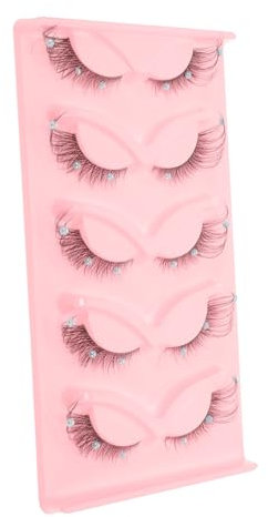 DRESSOOS 5paires Faux Cils Recourbés Décoratifs Avec Paillettes Extensions De Cils Naturelles Pour Maquillage Des Yeux Cosplay