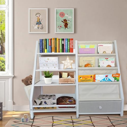 JARAGAR Children's Bookcase, Kids Bookshelf Toy Organizer with Drawer, Multi-layer Kids Toy Storage Units Versatile Storage Rack for Kids Rooms, Bedroom, Playroom, Classroom