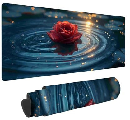 Rojo Alfombrilla Ratón XXL 1200 x 400 mm, Alfombrilla Ratón Gaming Rosa Mouse Pad, Alfombrilla Escritorio Antideslizante, Alfombrilla Raton con Bordes Cosidos para Jugadores, Regalo para Mujer F-888