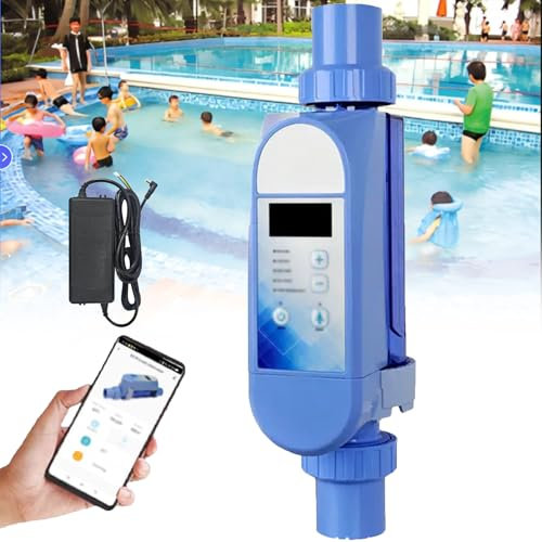 SystèMe Intelligent De Chloration D'Eau SaléE SystèMe De Piscine D'Eau SaléE Wi-Fi IntéGré Et TéLéCommande Par Application Nettoyeur De Cellule De Sel Avec Fonction De Nettoyage Automatique,68M³/16g/h