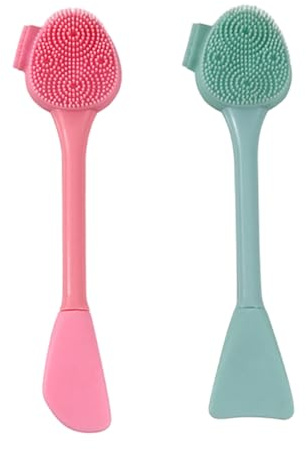 2pcs Silikon Gesichtsschrubben, 6, 3 Zoll Doppelkopfporenreinigungsbürste, Gesichtswaschbürste für DIY -Schlamm, Ton, gemischte Maske mit Holzkohle, sanftes Peeling, Entfernen von.