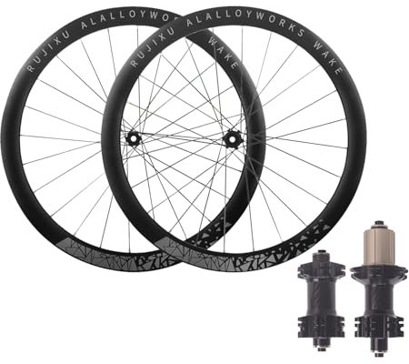 LSRRYD 700C Gravel Rennrad Radsatz Scheibenbremse 45mm Aluminiumlegierung Doppelwandfelgen 100/135mm QR Lagernaben 7 8 9 10 11 12 Gang Kassette 24 Löcher(Black,700C Gray)