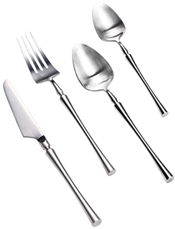 Mikinona 1 Set Set posate e cucchiai in acciaio inox forchetta stoviglie utensili da cucina posate di bistecca posate forchette maniglie di posate spesse acciaio inossidabile 304