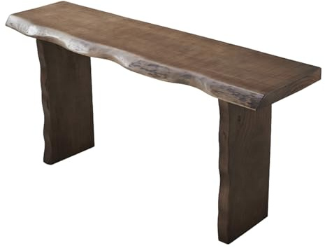 Konsolentisch Schmal Wabi-Sabi-Stil Massivholz Eingangstisch mit Unregelmäßigen Tischkanten Flur Möbel mit 5 cm Verstärkter Tischplatte Sofatisch für Eingangsbereich, Wohnzimmer, Flur(100x40x75cm)