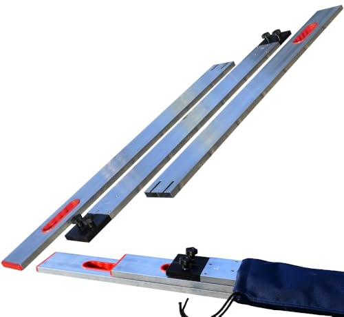 Richtscheit Aluminium klappbar 4 m mit Libelle + Tragetasche – 90×18 mm eloxiert – Präzision 1 mm/m – Abziehlatte für Pflaster, Beton & Straßenbau