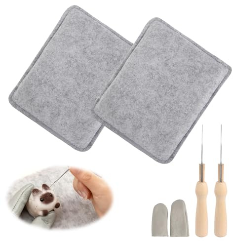 DELAESI Unterlage Zum Filzen 2 Stück Unterlage Zum Trockenfilzen 20.5 x 18cm Filzunterlage zum Filzen mit Fingerlinge und Filznadeln Nadelfilz für Anfänger Profis