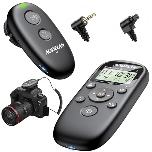 for Canon Camera Rechargeable Remote Shutter Release with Interval Timer | Aodelan Wireless Intervalometer Remote Control for Canon Rebel T7, T6, T3i, R5 Mark II, R6 II, R8, R10, RP, SL2, SL3, 6D II