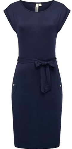 Ragwear Damen Sommerkleid Kurzarm Midikleid mit Stoffgürtel Taggien YOUMODO Midnight Gr. 3XL