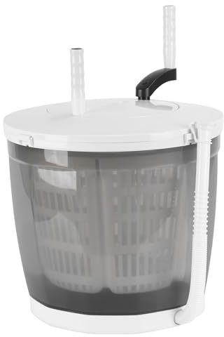 Manual Washing Machine, 2-in-1 Hand-Crank Washing Machine Portable Washer & Spin Dryer with Suction Cup Base for Camping, Travel,Apartment & Tiny Spaces, Non-Electric, 2kg Capacity Light Grey