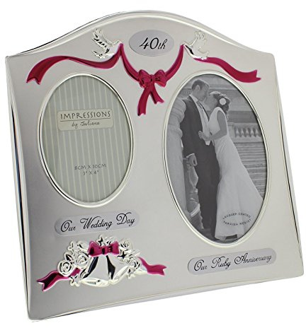Juliana Photo Frame 2 Tone Silver Plated Double Wedding Anniversary - 40th Ruby FS55040