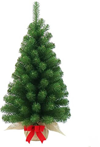 artplants.de Mini Albero di Natale WARSCHAU, Verde, Sacco di Iuta, 90cm, Ø 50cm - Albero Tessile/Abete di Natale
