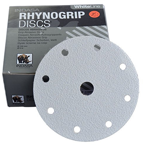 50 Stück Exzenter Schleifscheiben 9-Loch Ø 150 mm - WHITE LINE - Korn 120 - Schleifscheiben 150 Klett - 50 Stk. Schleifpapier Wabrasive - Geeignet für den Exzenterschleifer - Schleifmittel resistent gegen Zusetzen