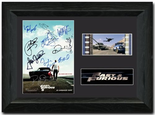 Prestige Fast & Furious 6 Gerahmte Filmkunst mit Filmzelle, 35 mm, signiert von Vin Diesel, Paul Walker